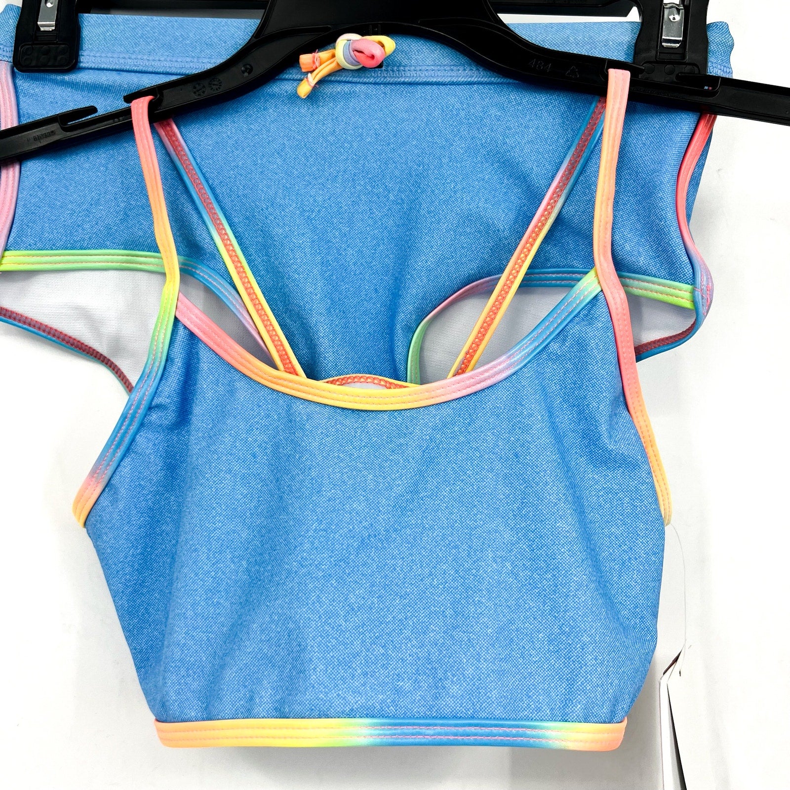 APPAMAN Girl's Stella Swimsuit Short Set Size 10 Blue Digital Denim UPF 50+ NWT