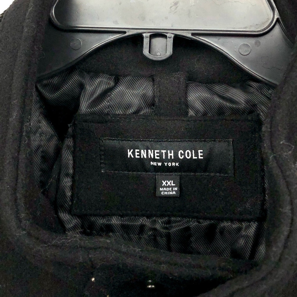KENNETH COLE Mens Walker Jacket XXL Black Wool Blend Collared Car Coat NWOT