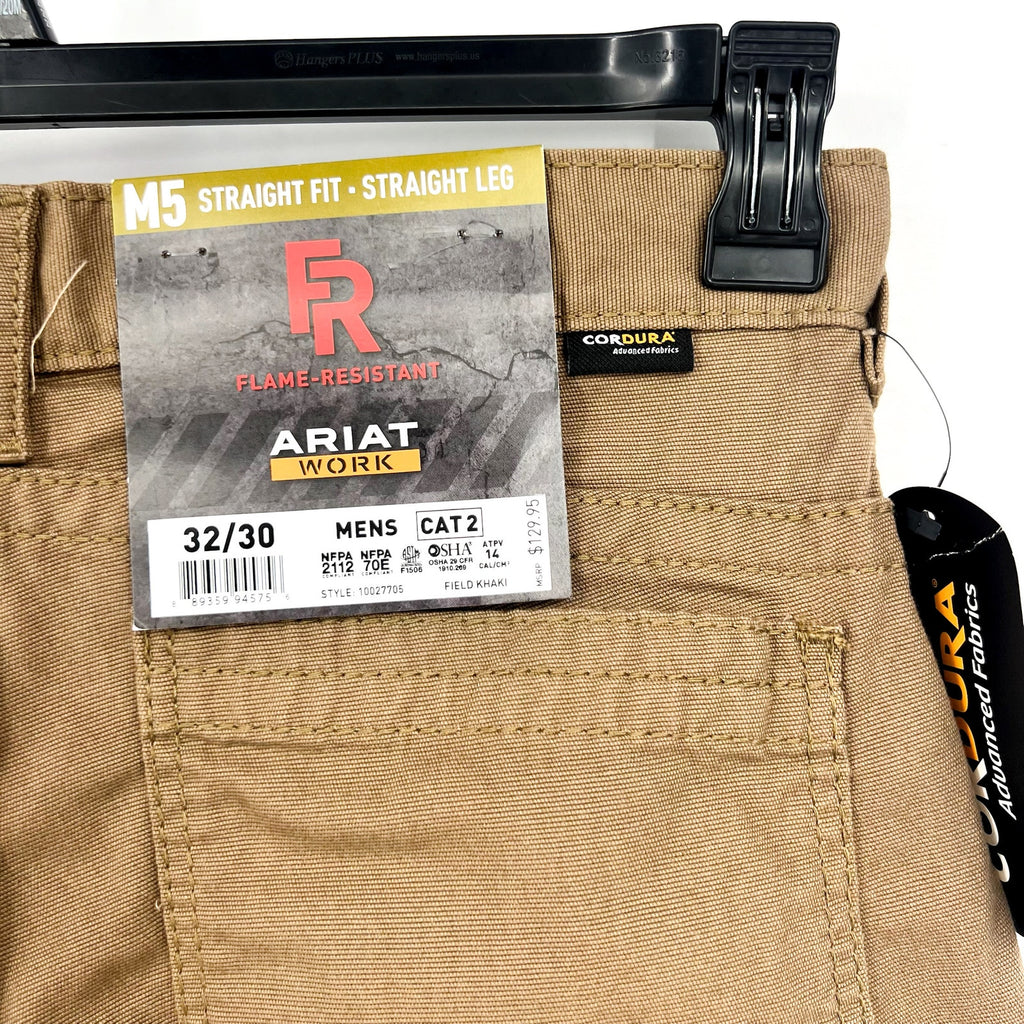 ARIAT Men FR M5 Stretch DuraLight Stackable Straight Pants 32x30 Field Khaki NWT