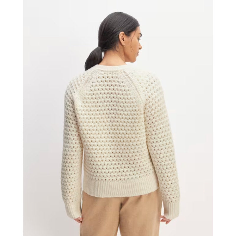 Everlane Womens Cloud Oversized Crew Sweater Small Cream Bone Textured Knit NWOT