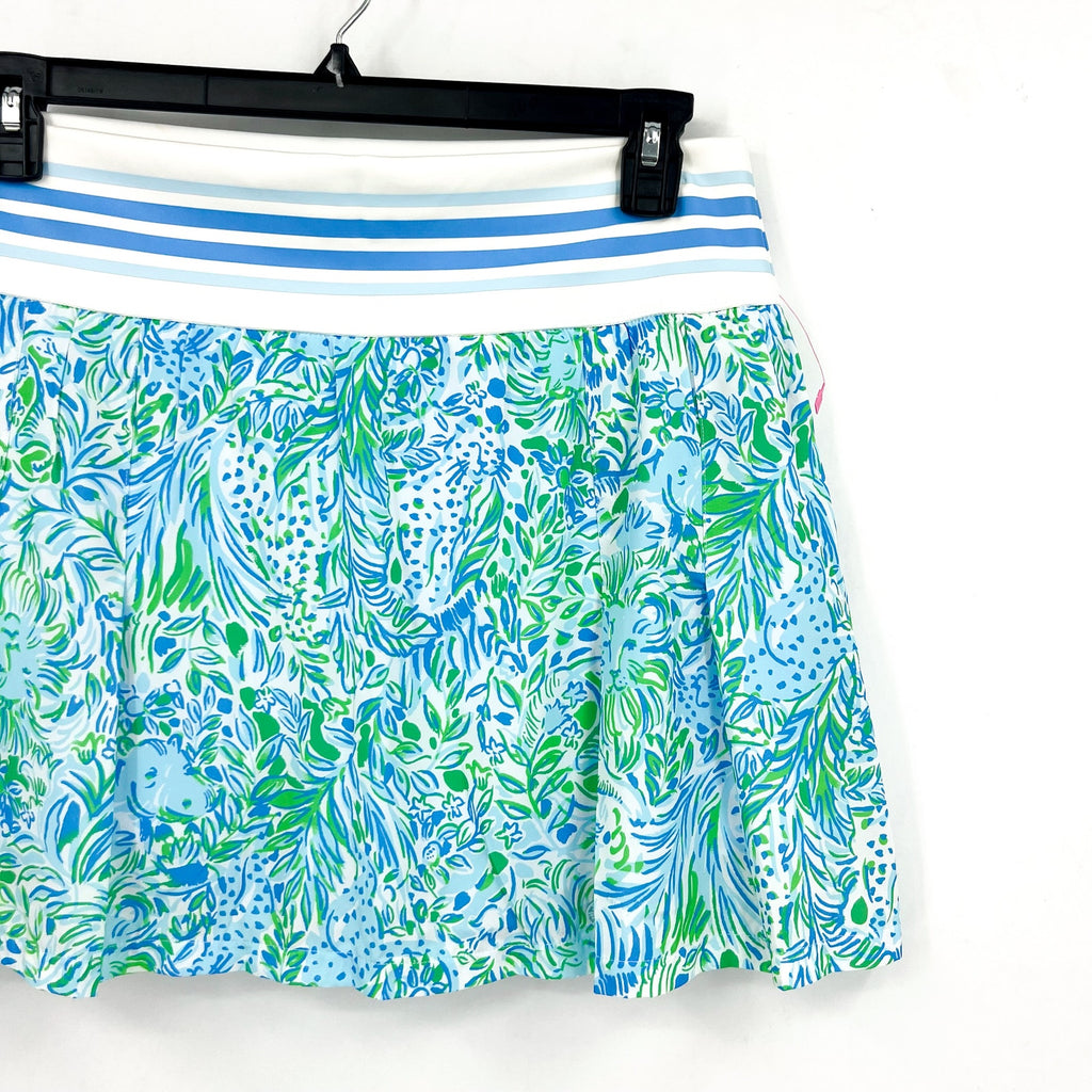 LILLY PULITZER Womens Luxletic Yvonne Skort Large Hydra Blue Dandy Lions NWOT