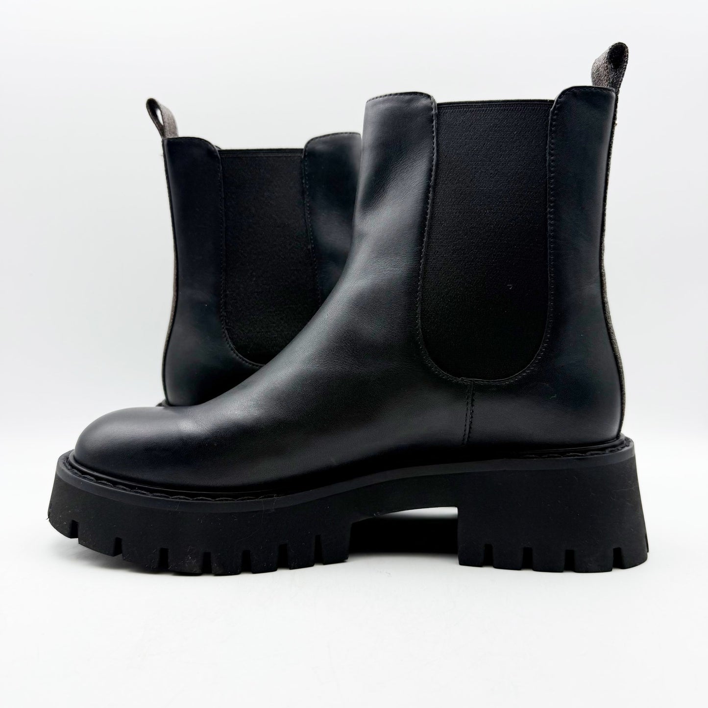 Michael Michael Kors Womens Asher Bootie US 8M Black Brown Leather Lug Ankle NIB