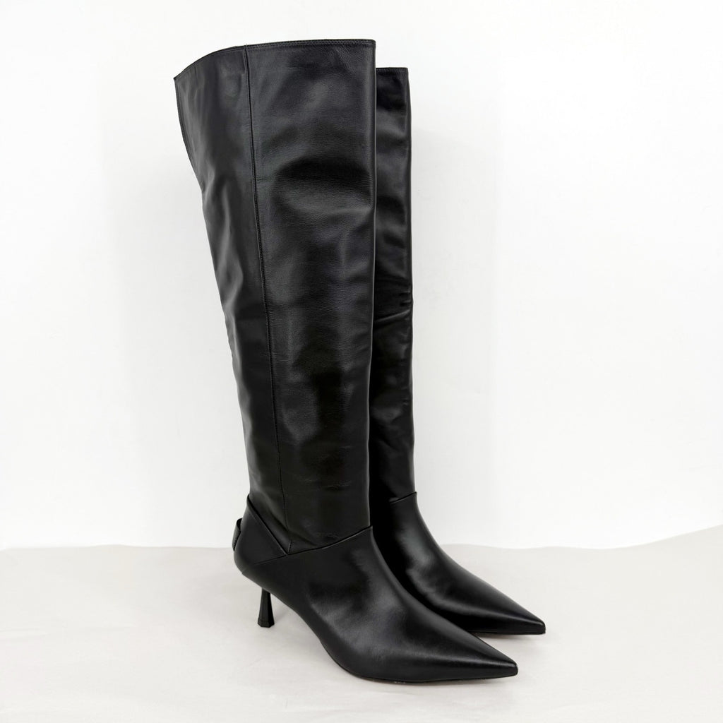 AllSaints Womens Odyssey Over-The-Knee Boots US 9 M Black Leather NWOB