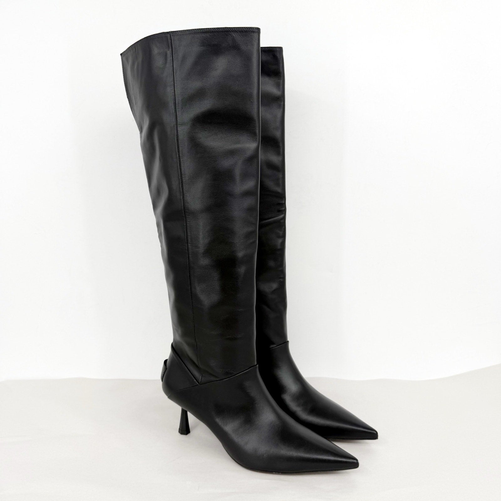 AllSaints Womens Odyssey Over-The-Knee Boots US 9 M Black Leather NWOB