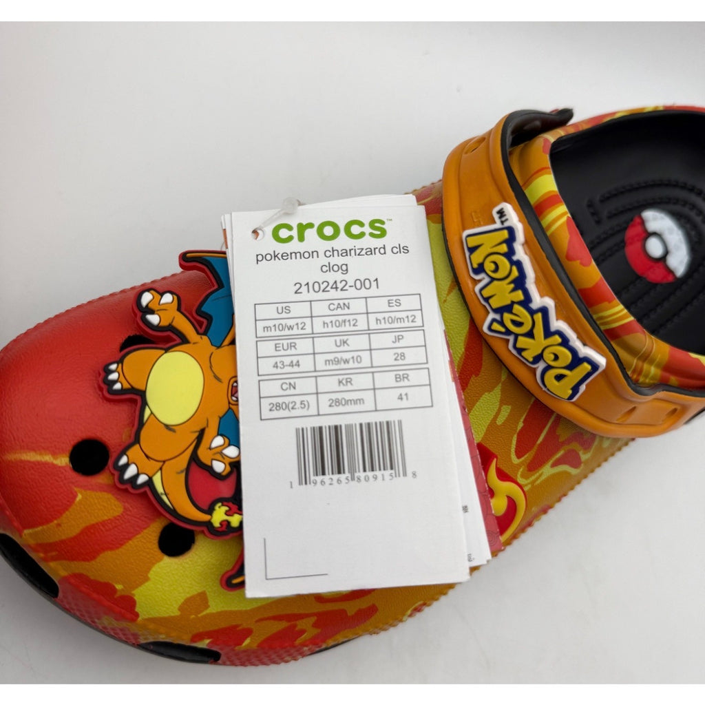 Crocs Classic Pokemon Charizard Clogs Mens 10 Womens 12 Orange Black NIB