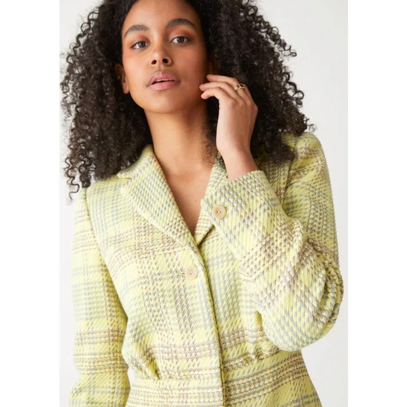 & OTHER STORIES Women's Blazer Mini Dress Size 4 Green Plaid Long Sleeve NWT