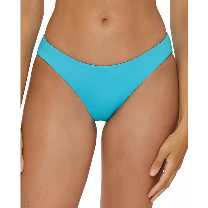 BECCA Women's Garden of Eden Shirred Hipster Bikini Bottom Large Pool Blue NWT