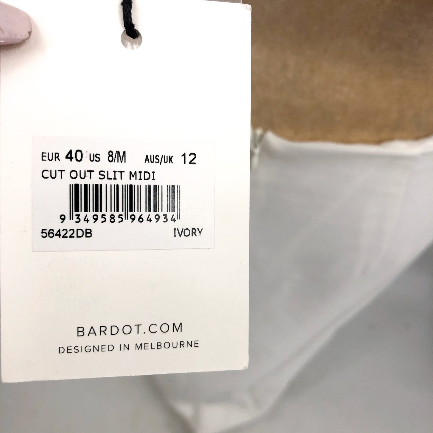 BARDOT Women's Cut Out Slit Midi Dress US 8 Medium White Ivory Tank V Neck NWT