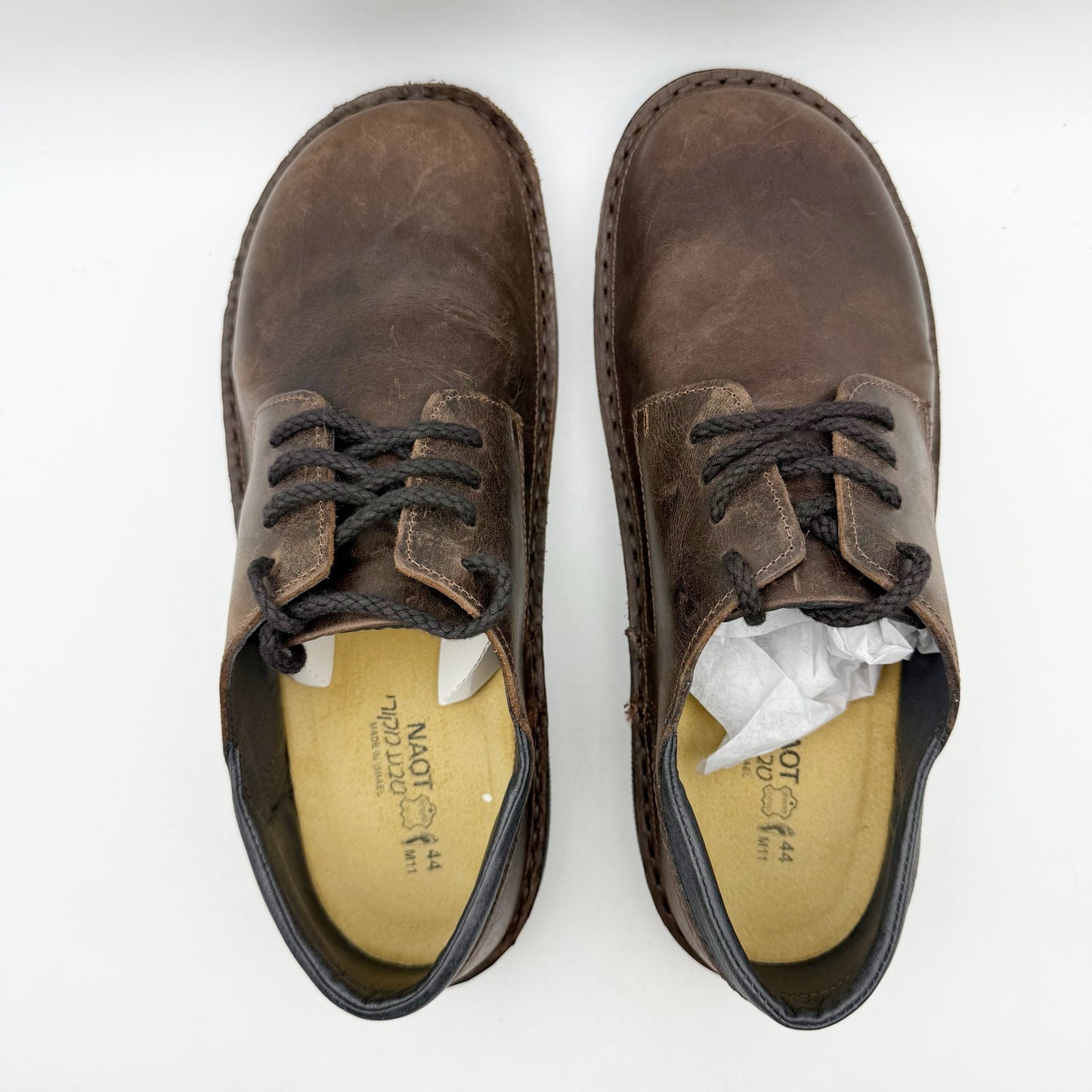 Naot Mens Denali Oxford Shoes EU 44 US 11 Brown Leather Lace Up NIB