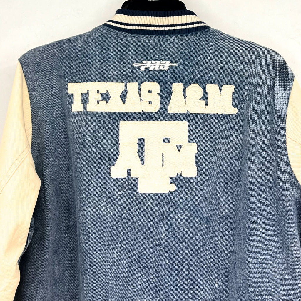 PRO STANDARD Men's Texas A&M Denim Varsity Jacket XL Blue Long Sleeve NWT