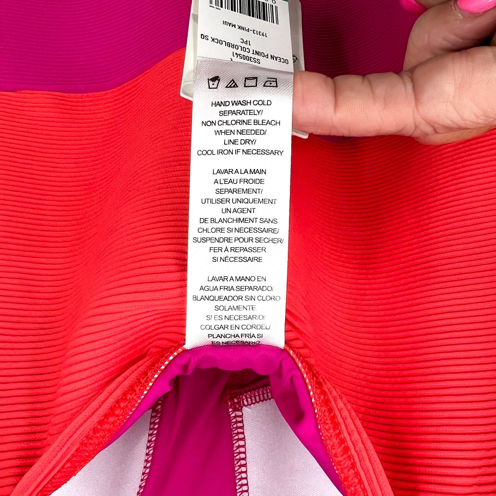 TOMMY BAHAMA Ocean Point One Piece Swimsuit Size 16 Pink Maui Colorblock NWT