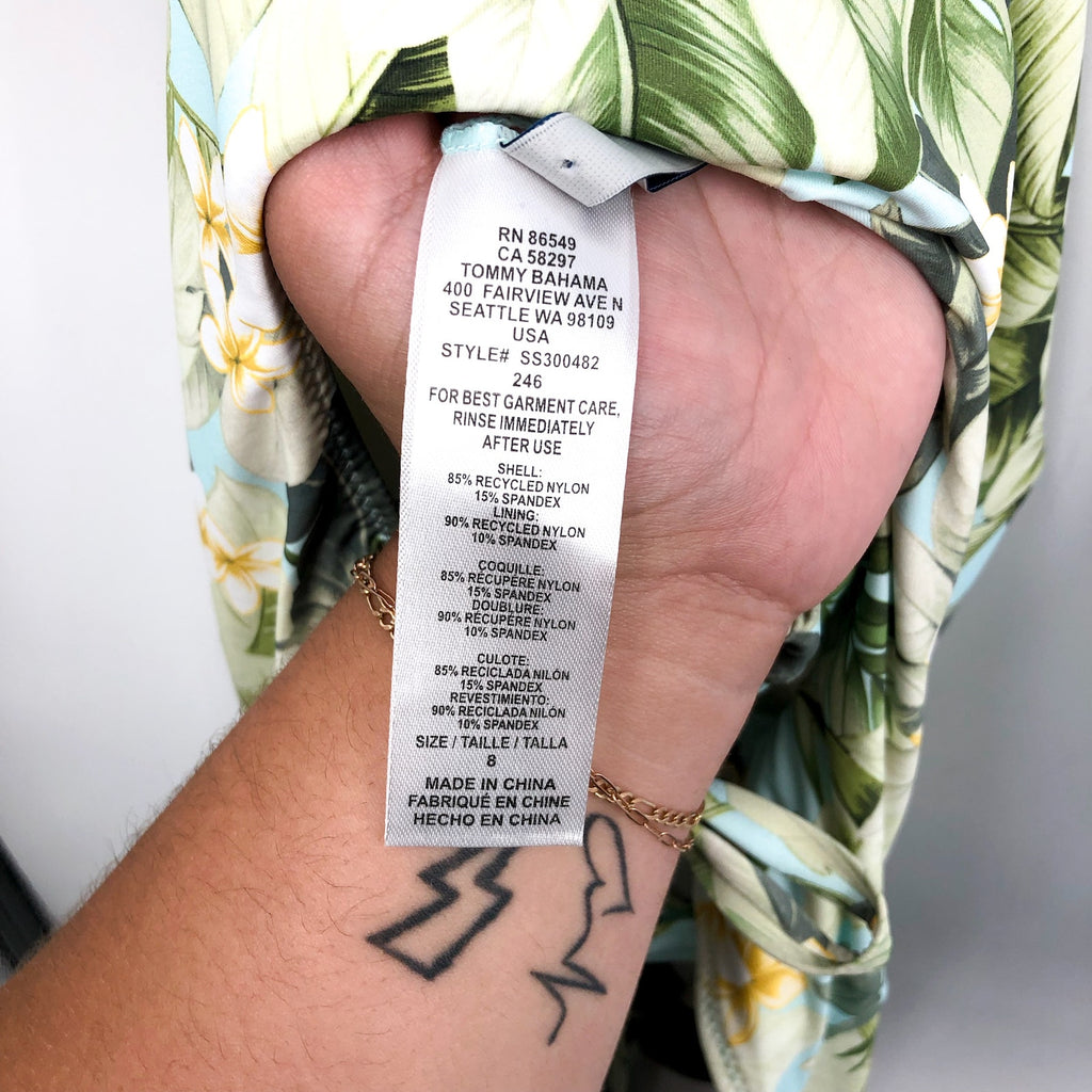 TOMMY BAHAMA Paradise Fronds Reversible One-Piece Swimsuit Size 8 Green WhiteNWT