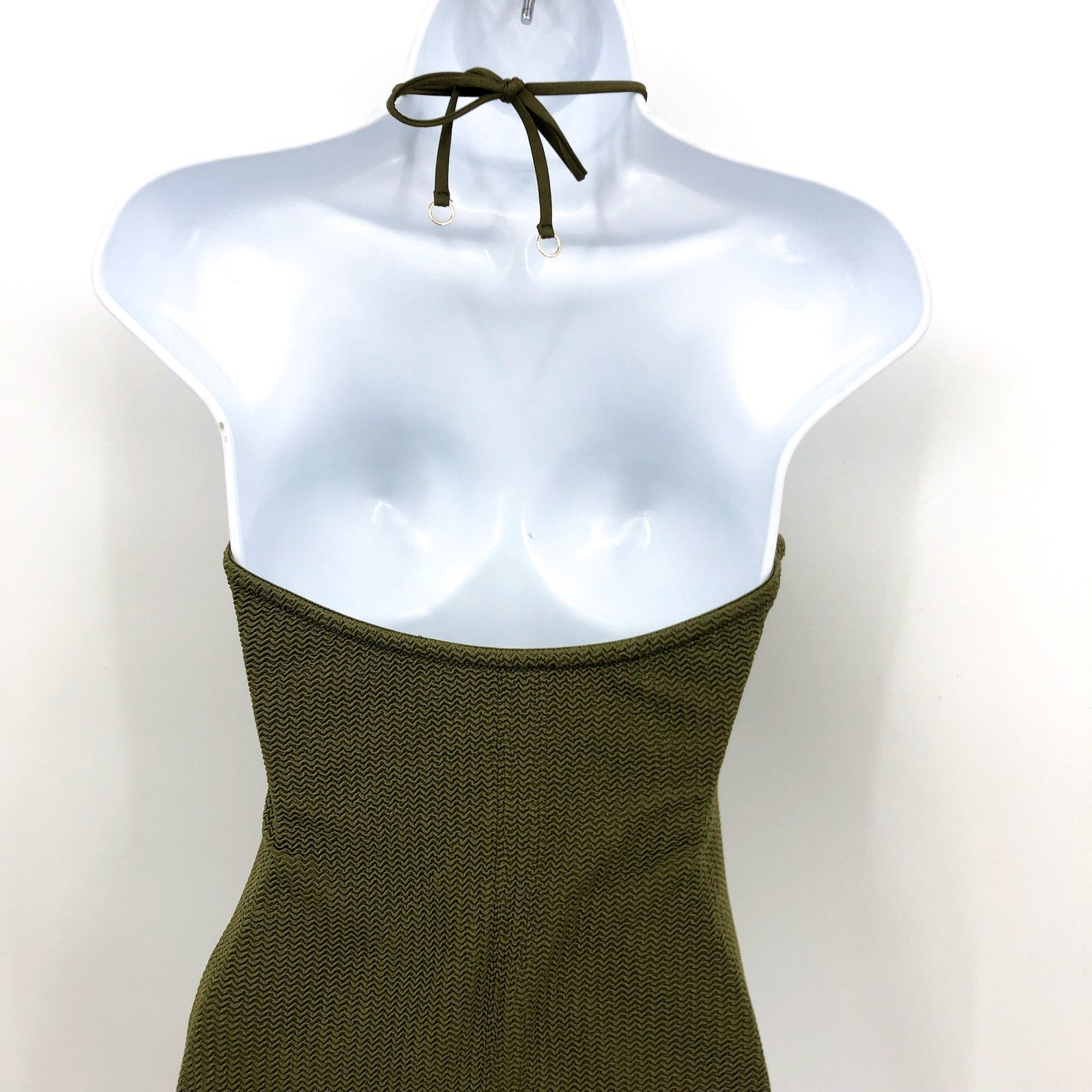 SEAFOLLY Sea Dive Bandeau Maillot One Piece Swimsuit US 8 Green Khaki NWT