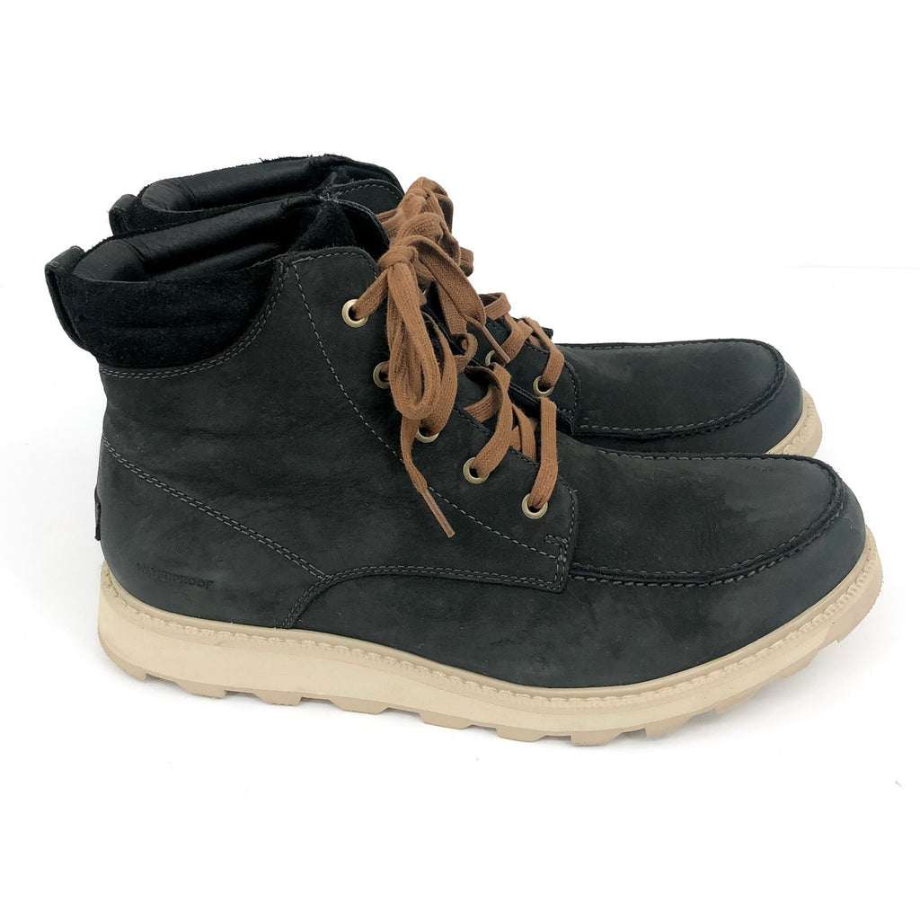 SOREL Mens Madson II Moc Toe Boots 12 Grey Coal Waterproof Leather Lace Up NIB