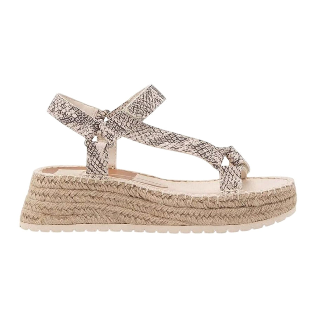 DOLCE VITA Myra Espadrille Platform Sandals Size 8.5 Stone Snake Leather NWOB