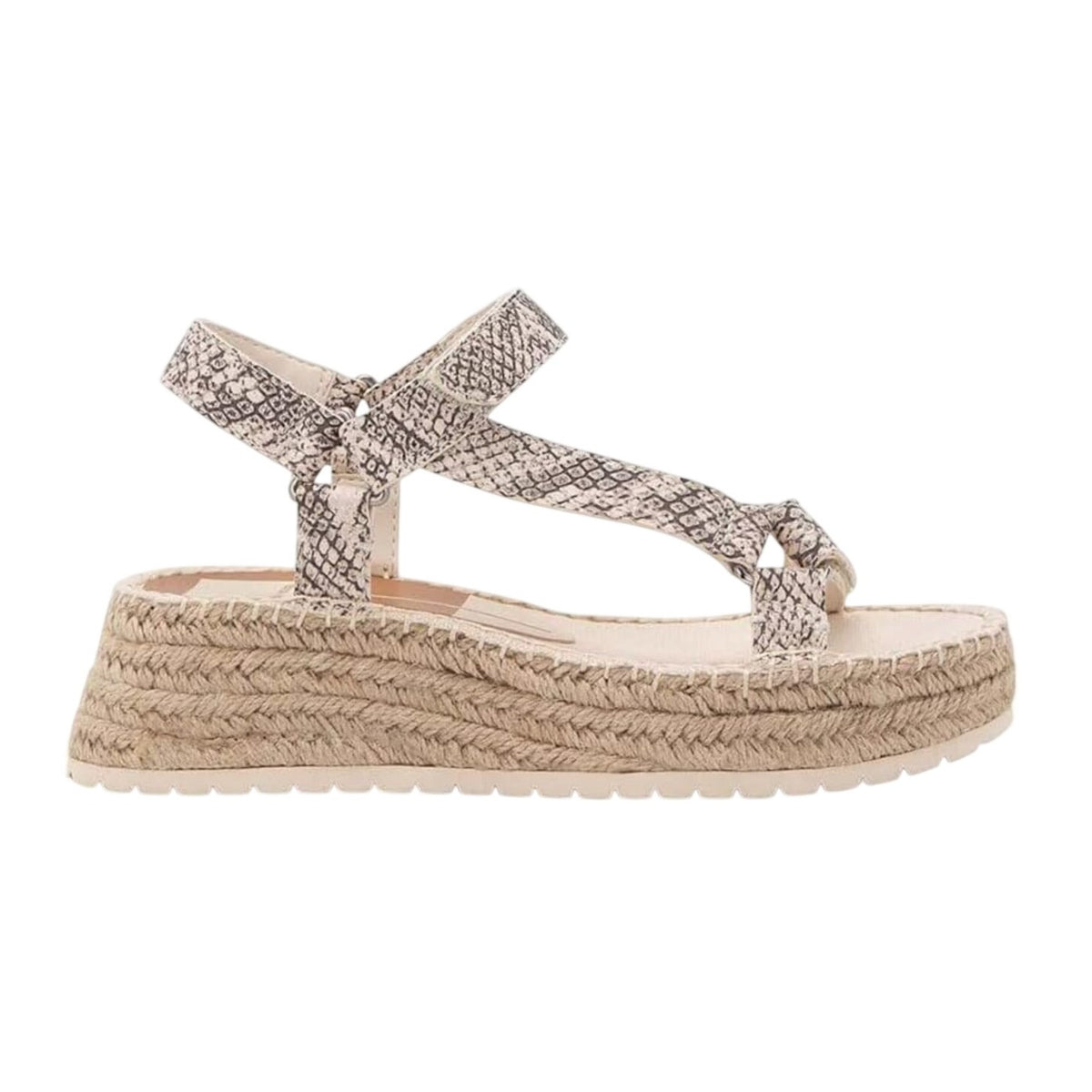 DOLCE VITA Myra Espadrille Platform Sandals Size 8.5 Stone Snake Leather NWOB