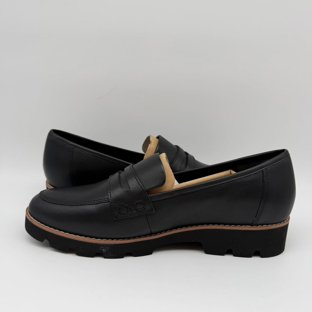 Vionic Womens Cheryl ll Loafers US 8 Wide EU 38.5 Black Leather NIB