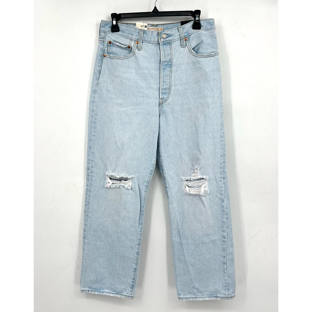 LEVI'S Women's Ribcage Straight Ankle Jeans 29x27 US 8 Light Wash 72693-0110 NWT