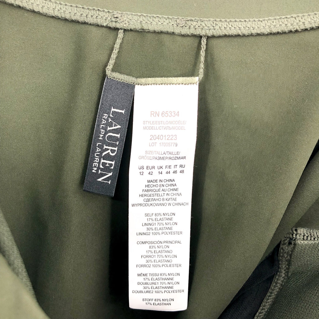 LAUREN RALPH LAUREN V Wire Bandini Swim Top Size 12 Olive Green Beach Club NWT