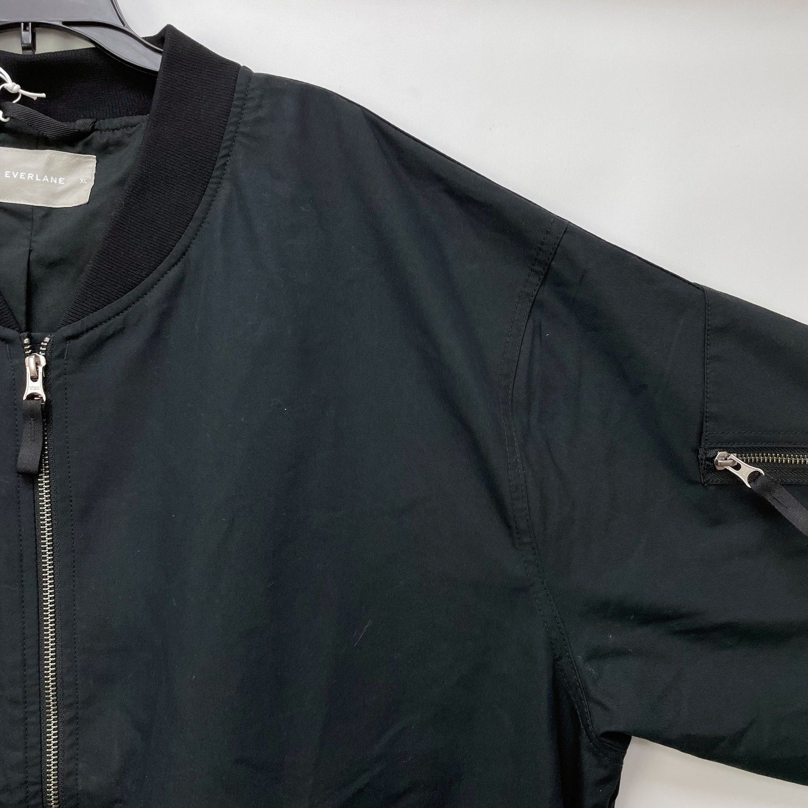 Everlane Womens Cotton Bomber Jacket XL Black Oversized Boxy NWT
