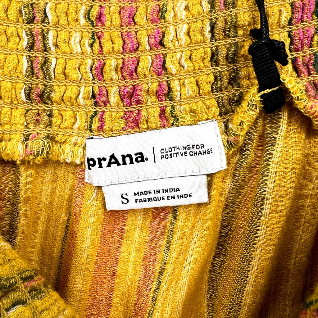 PRANA Women's Little Palm Cami Tank Top Small Yellow Leapfrog Stripe NWT