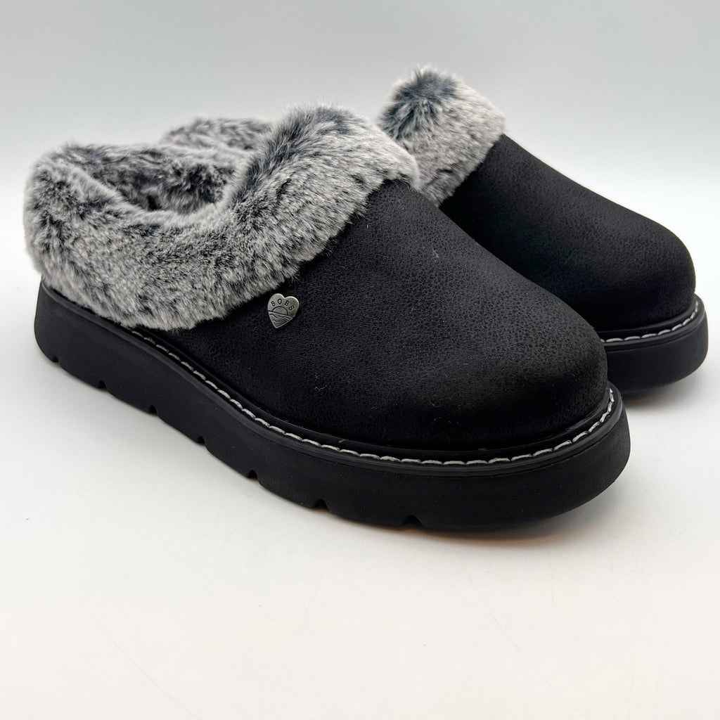 Bobs Skechers Womens Keepsakes Lite Slippers Size 5 EU 35 Black Vegan Suede NWOB