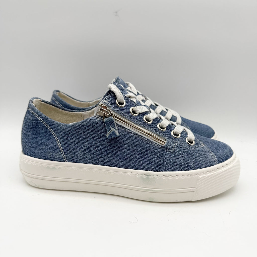 Paul Green Womens Skylar Sneakers UK 3.5 US 6 Blue Denim Canvas NWOB