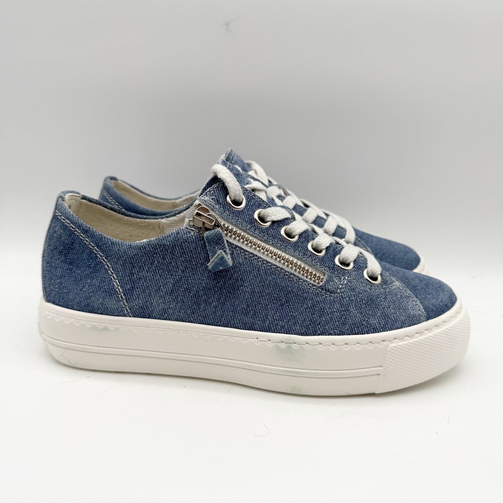 Paul Green Womens Skylar Sneakers UK 3.5 US 6 Blue Denim Canvas NWOB