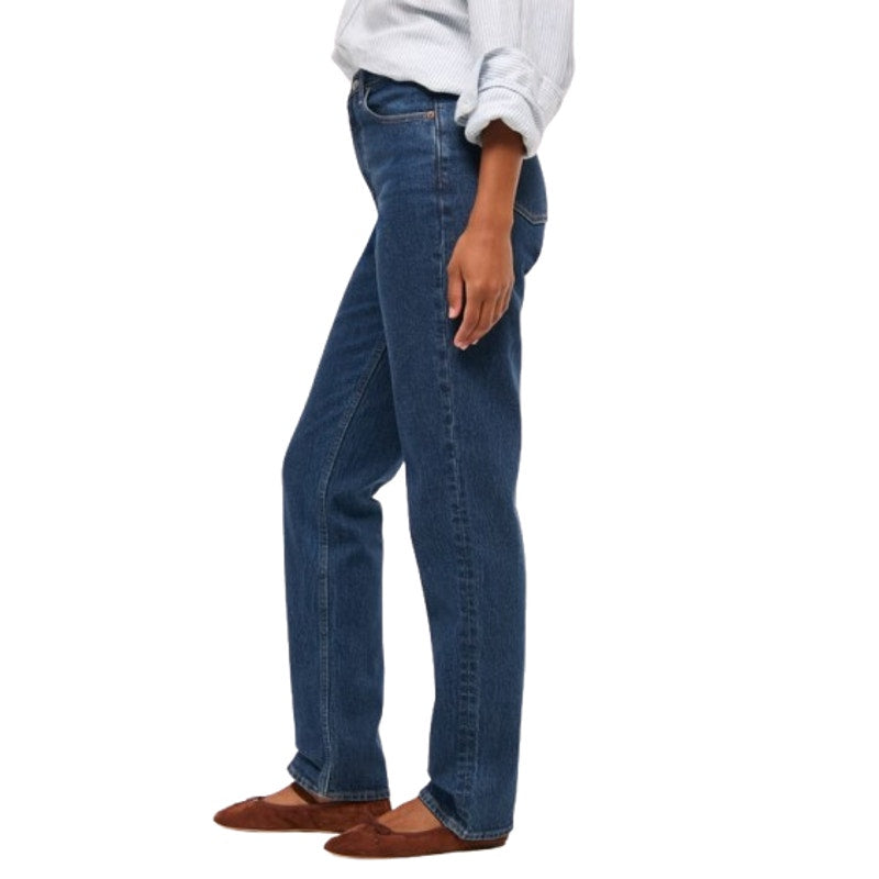 ABERCROMBIE & FITCH Womens 90s Slim Straight Jeans SIZE 24 US 00 Dark Marble NWT