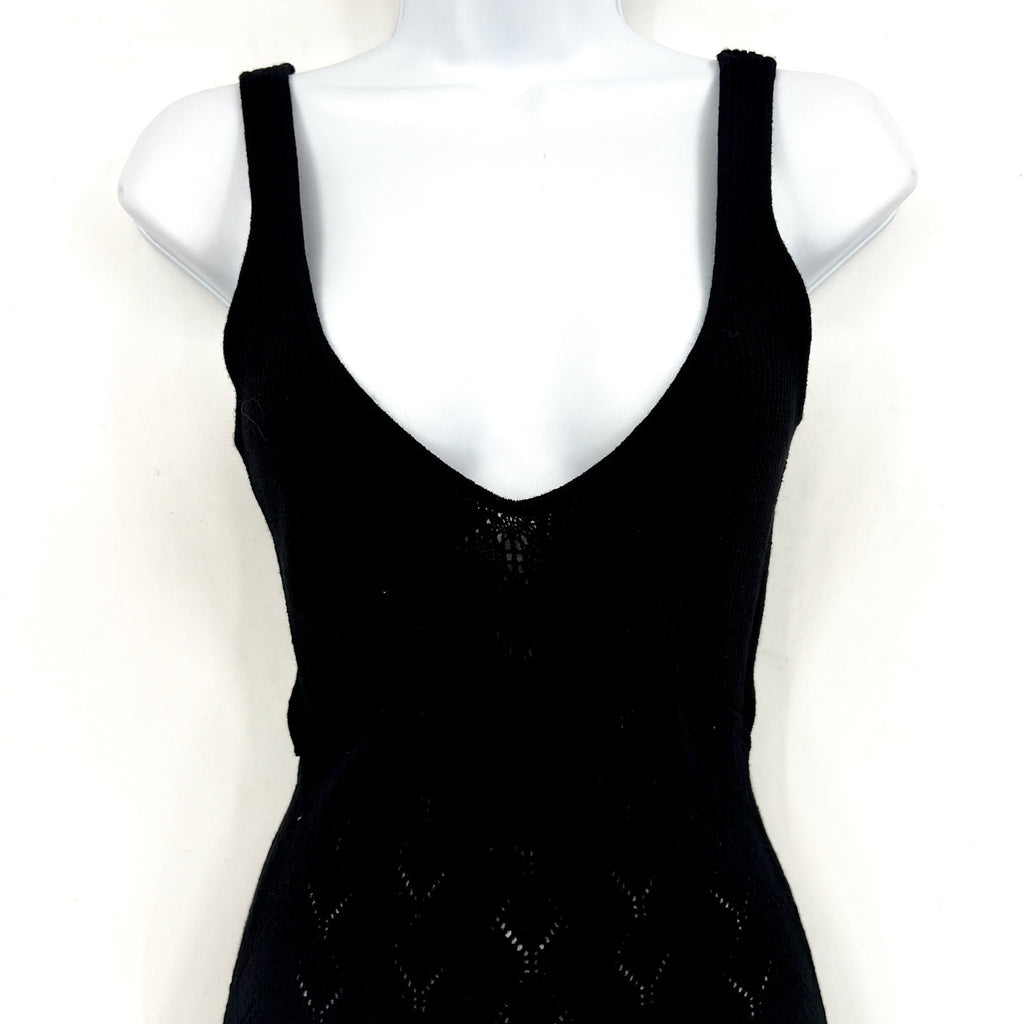 L*SPACE Women's Saffron Cover-Up Dress Small Medium Black Knit Cut Out NWT