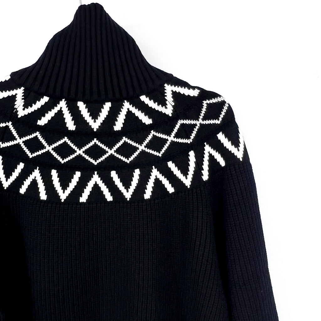 VARLEY Sigrid Fairisle Half-Zip Knit Sweater Medium Black Long Sleeve NWT