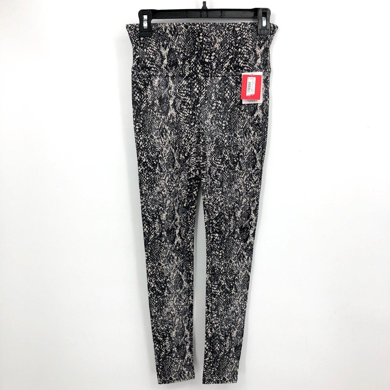 SPANX Women's Faux Leather Leggings Medium Grey Snake Shine High Rise 20324R NWT