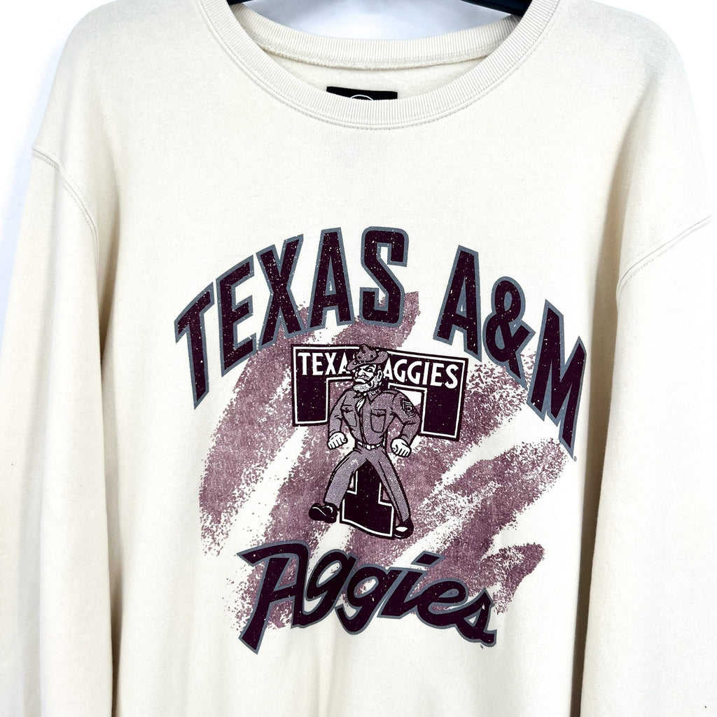 47 BRAND Texas A&M Aggies Shader Headline LS Crew Sweatshirt XXL Cream NWOT