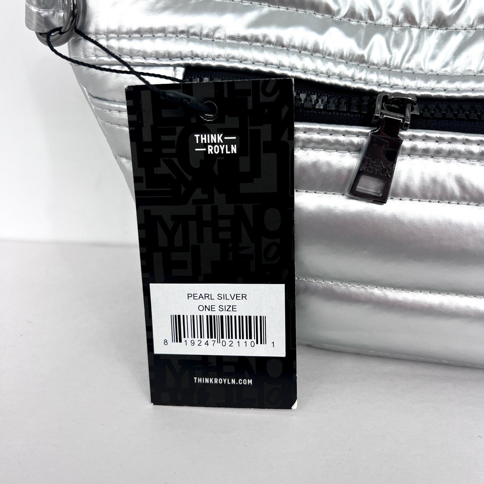 THINK ROYLN Women's Double Down Crossbody Fanny Pack Small Pearl Silver NWT