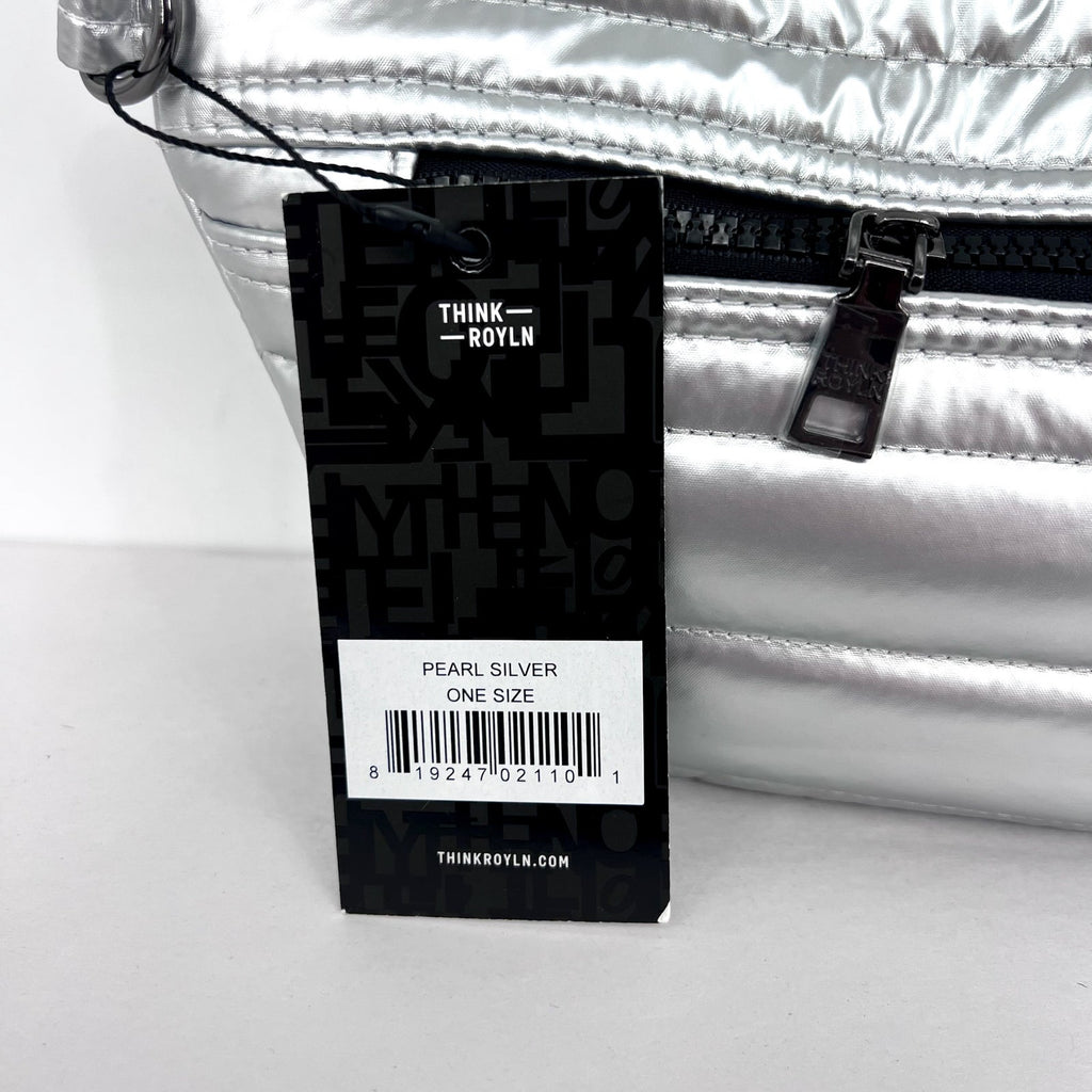 THINK ROYLN Women's Double Down Crossbody Fanny Pack Small Pearl Silver NWT