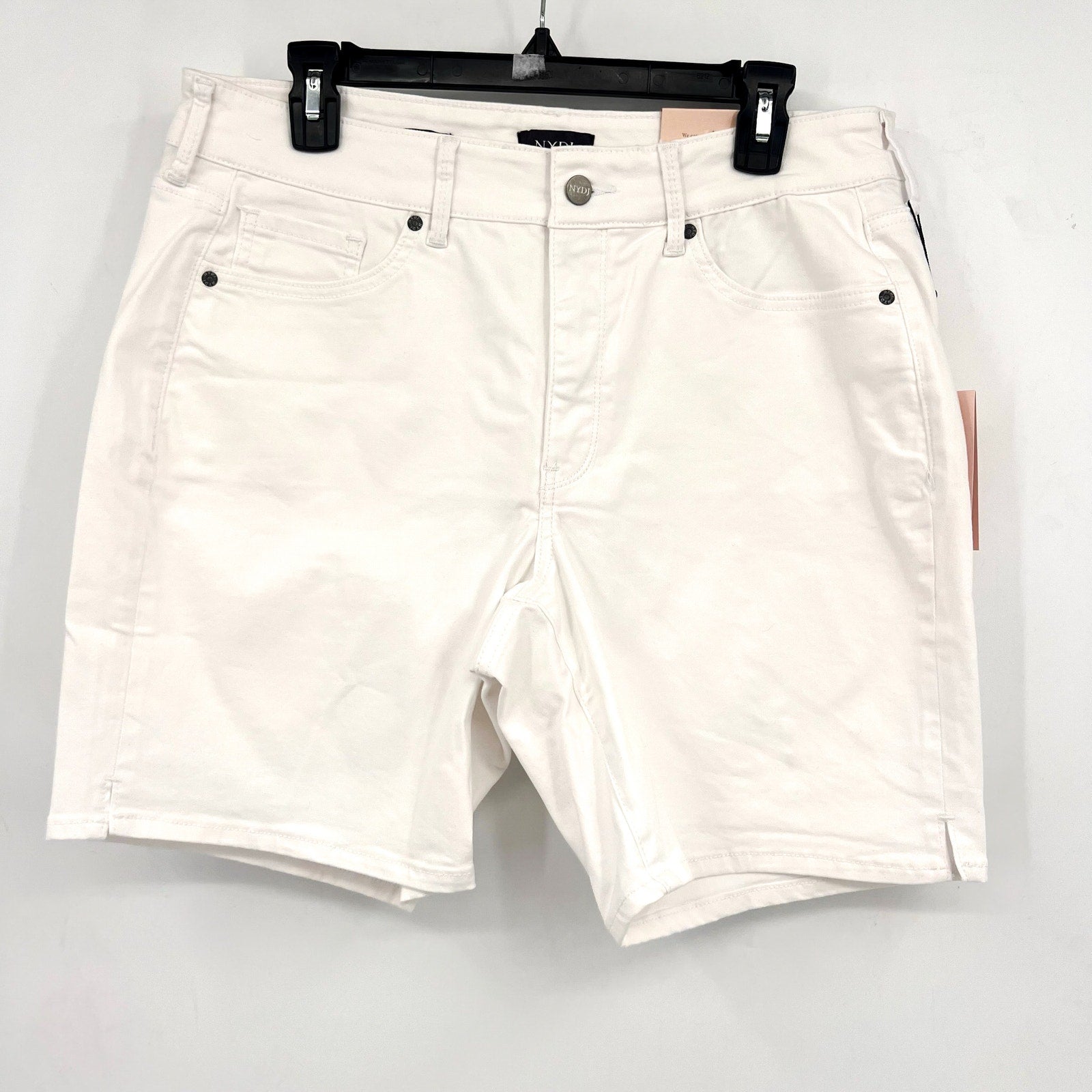 NYDJ Womens Ella Denim Shorts Size 14 PETITE Optic White 8" Inseam NWT
