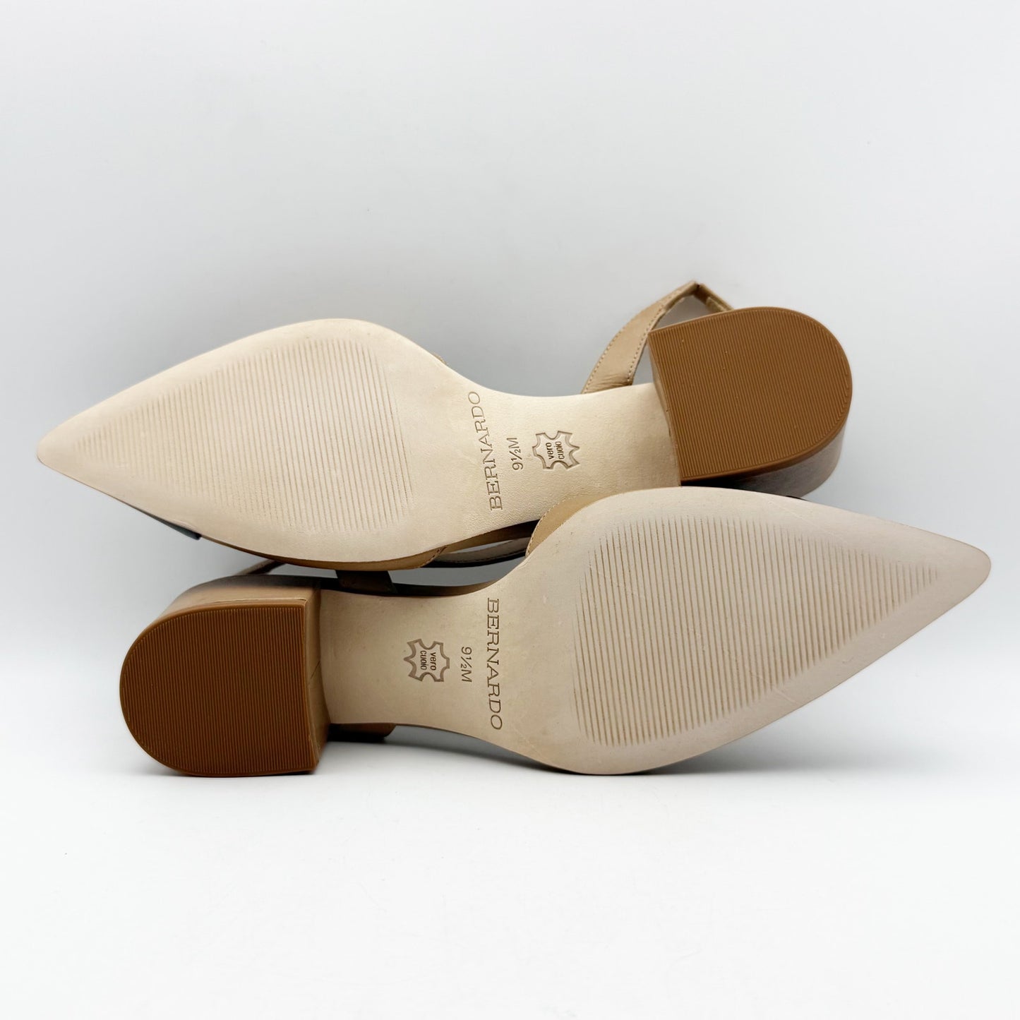 Bernardo Women Monroe Heel US 9.5 M Black Tan Leather Sling Back Pointed Toe NIB