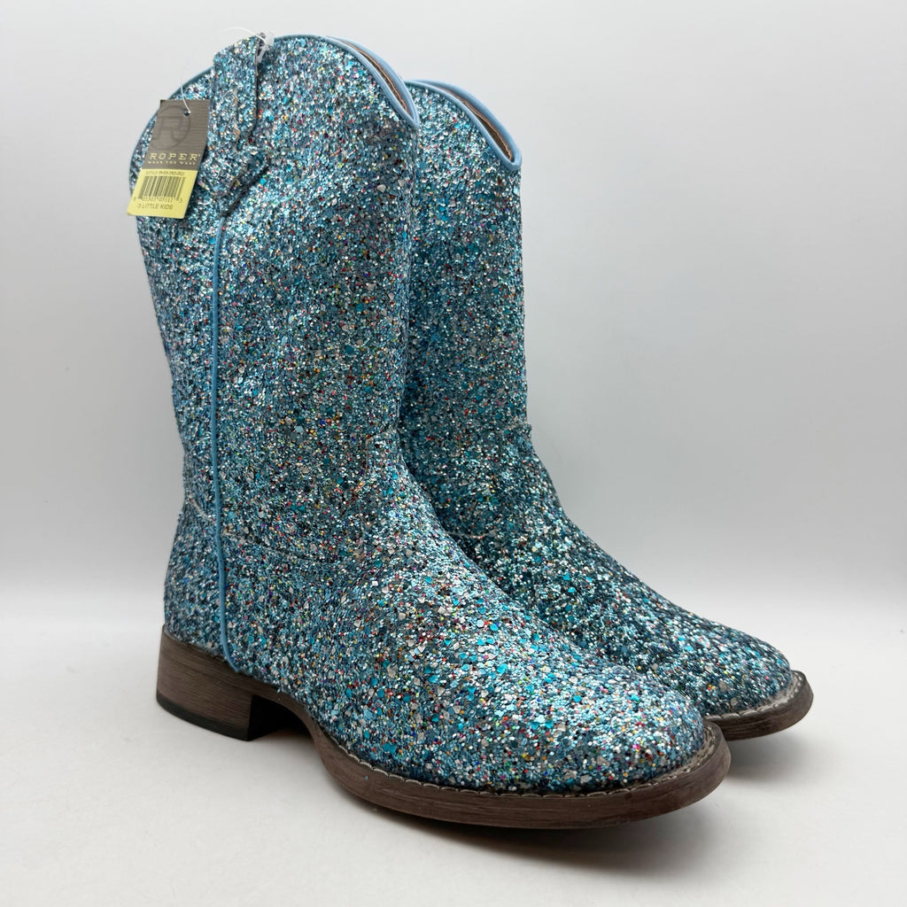 Roper Girls Glitter Galore Western Boots Size 3 EU 33.5 Blue NWOB
