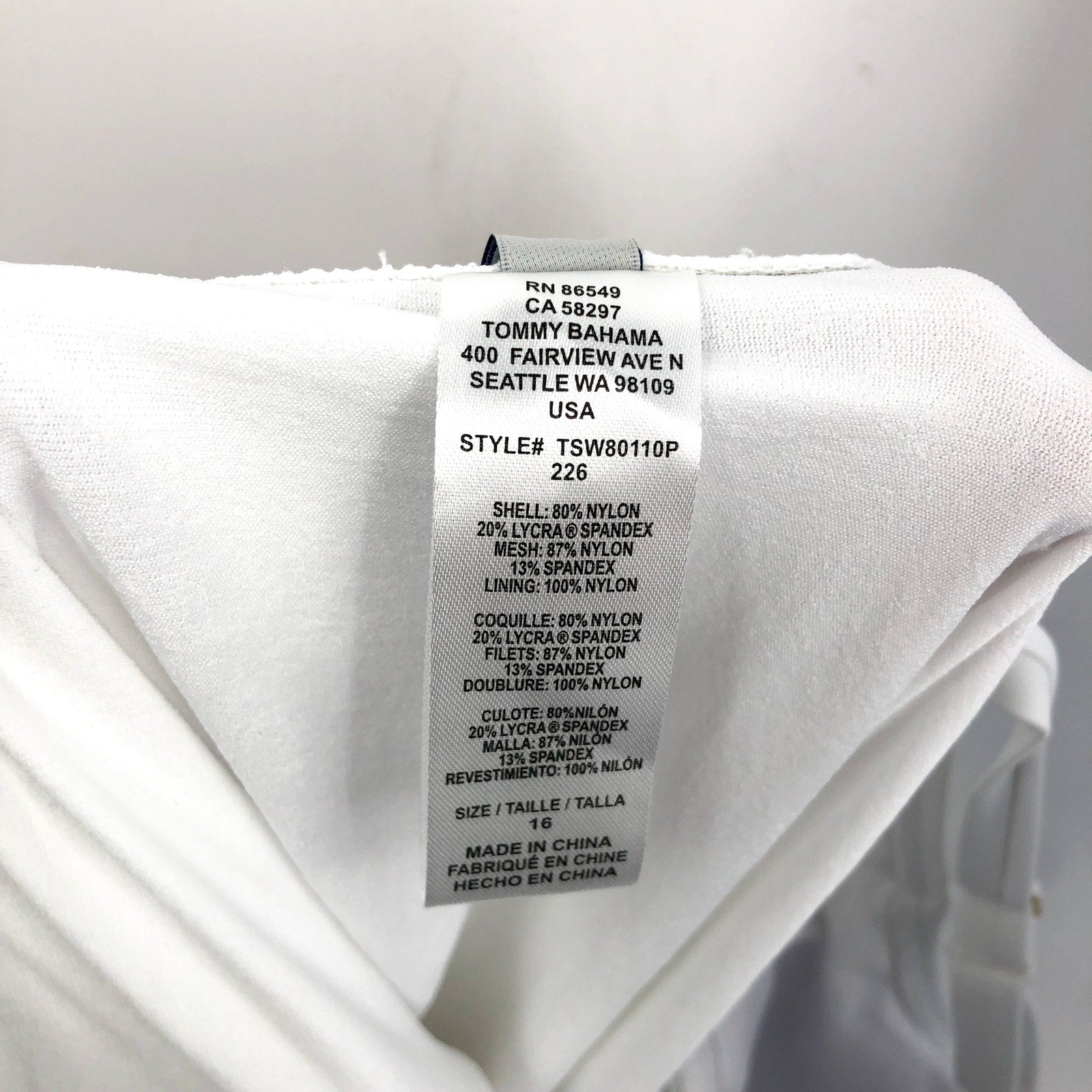 Tommy Bahama Womens Pearl Cross Front One-Piece Swimsuit Size 16 White OTS NWT