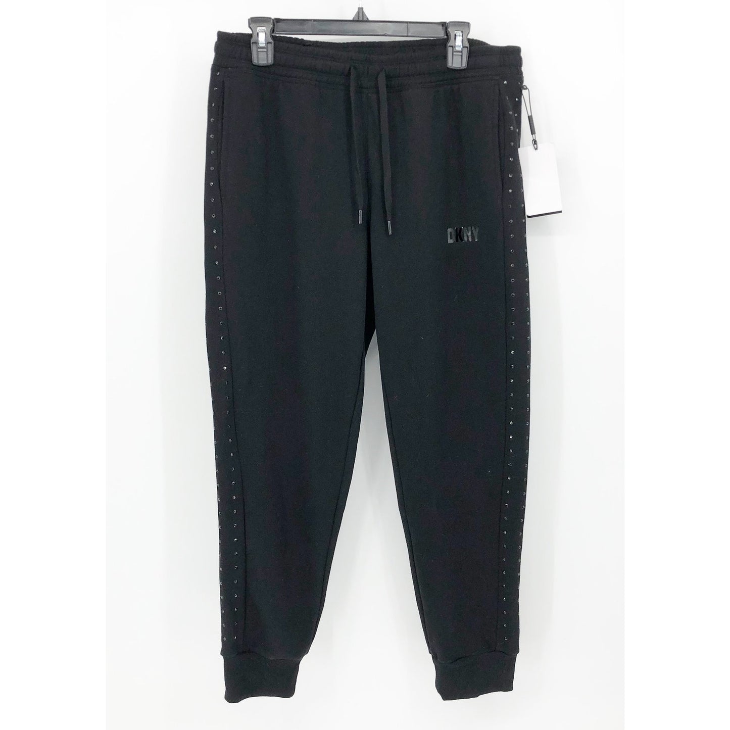 DKNY SPORT Womens Relaxed Joggers Medium Black Pants Embellished NWT
