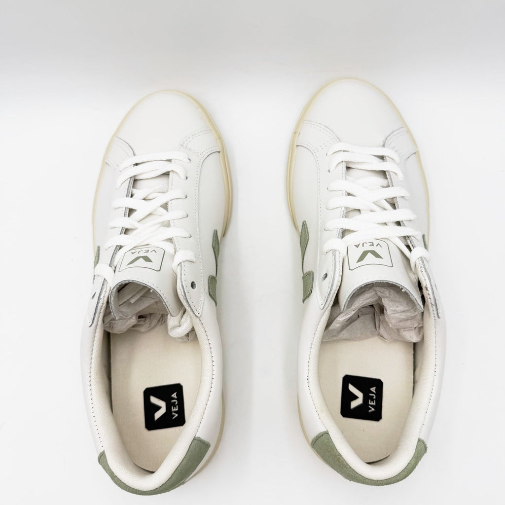 Veja Esplar Logo Casual Sneakers Womens 11 Mens 9 EU 42 White Green Leather NIB