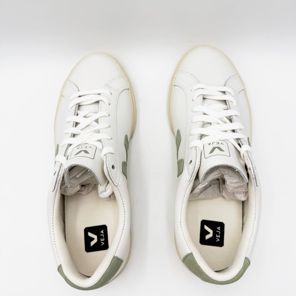 Veja Esplar Logo Casual Sneakers Womens 11 Mens 9 EU 42 White Green Leather NIB