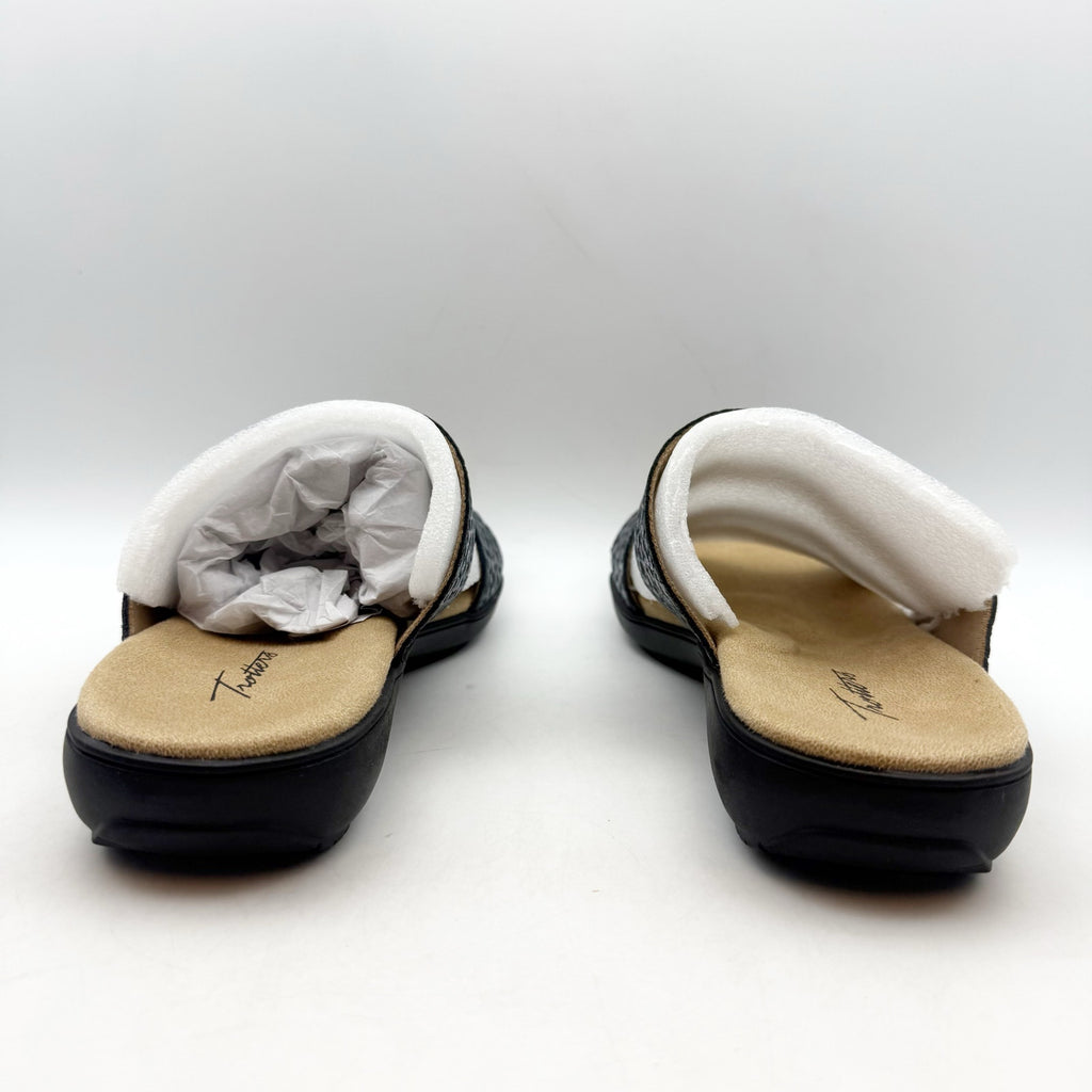 Trotters Womens Rose Tool Sandals Size 9.5 Wide Navy Blue Leather NIB