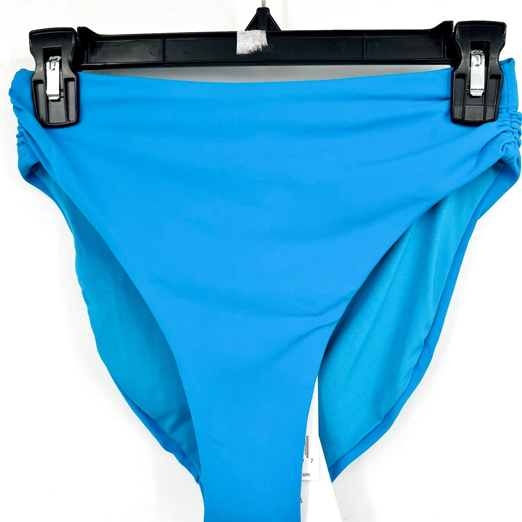 ROBIN PICCONE Aubrey Bikini Bottoms XS Cyan Blue High Waist Ruched NWT