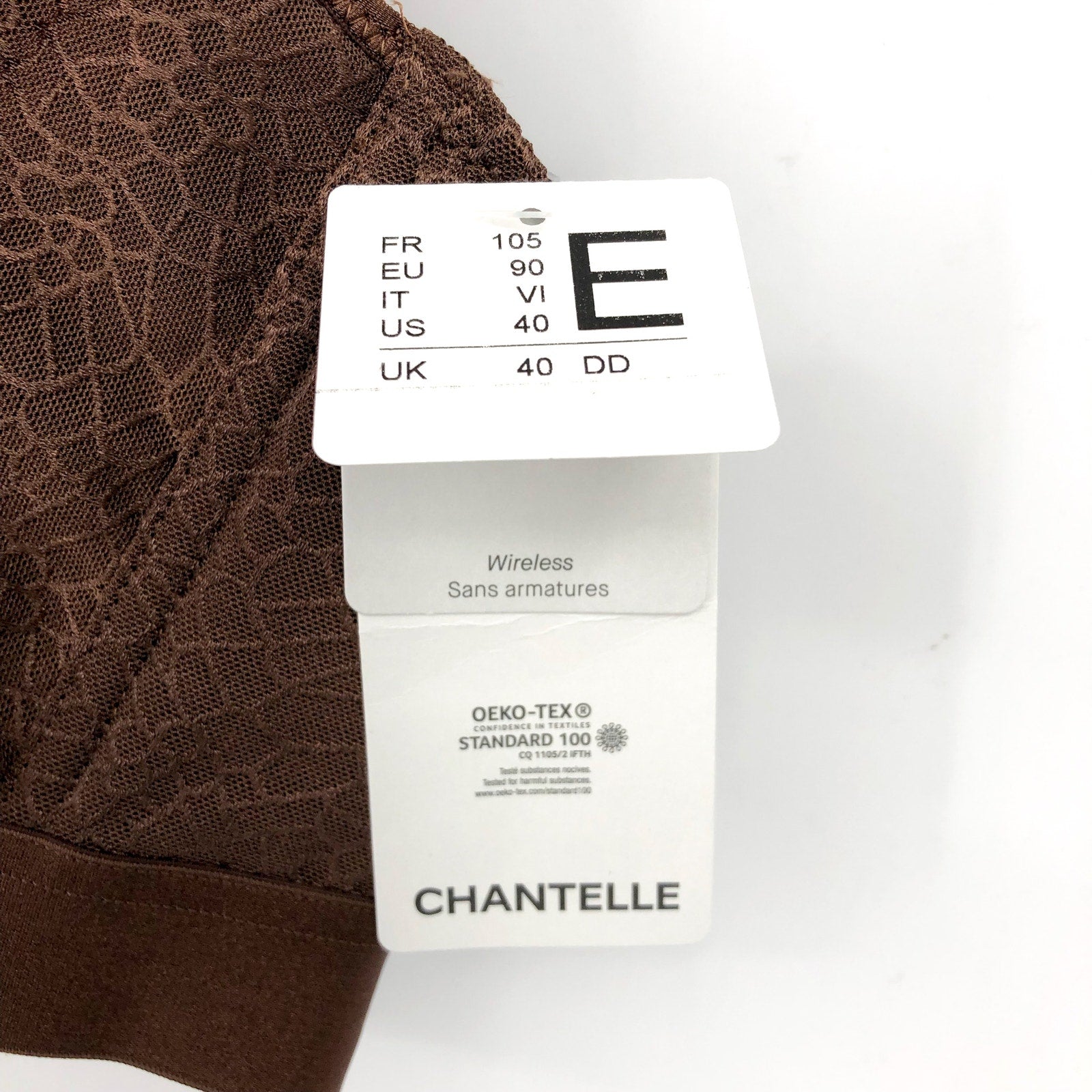 Chantelle Women's 1892 C Magnifique Bra 40 DD Brown Print Wirefree NWT