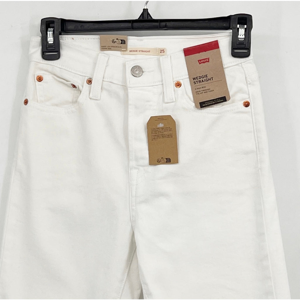LEVI'S Women's Wedgie Straight Leg Jeans 25x28 Size 0 White NWT 34964-0184