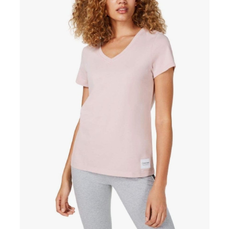 CALVIN KLEIN Women's V-Neck T-Shirt Small Secret Pink Short Sleeve NWT
