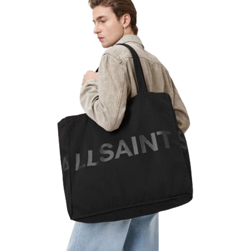 ALLSAINTS Unisex Large Biggy Tote One Size Black Logo 100% Cotton NWT