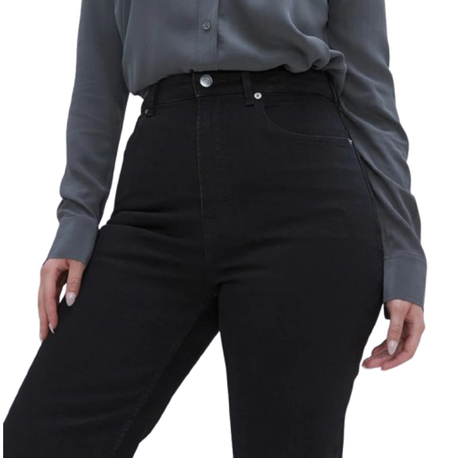EVERLANE Women's The Curvy Way High Jeans 26x27 US 2 Black Organic Cotton NWT