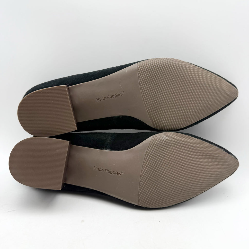 Hush Puppies Womens Sofie Pumps Size 11 EU 43 Black Nubuck Leather Slip On NWOB